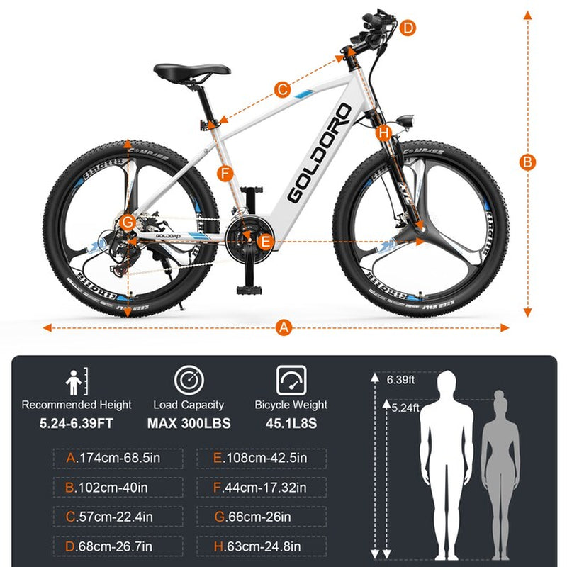 26-In E-Bike with 7-Speeds, Full Suspension, 300 Lbs. Weight Capacity, 43 Mile Range - Brushless Motor, Aluminum Alloy Frame