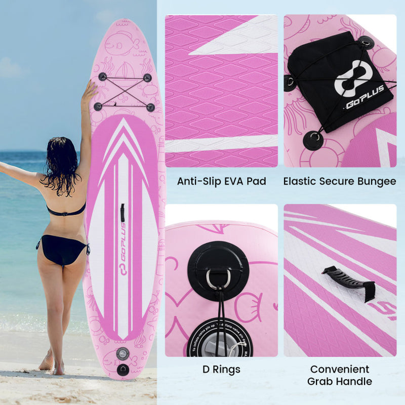 GoPlus Inflatable SUP Kit: Stand-Up Paddle Board with 3 Fins, Backpack, and Accessories