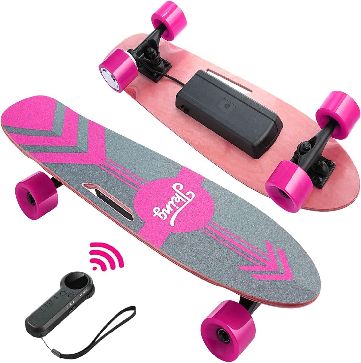 350W Electric Skateboard for Adults Teens, 27.5" 7 Layers Maple Electric Longboard with Remote, 12.4 MPH Top Speed, 8 Miles Max Range, 220Lbs Max Load E Skateboard