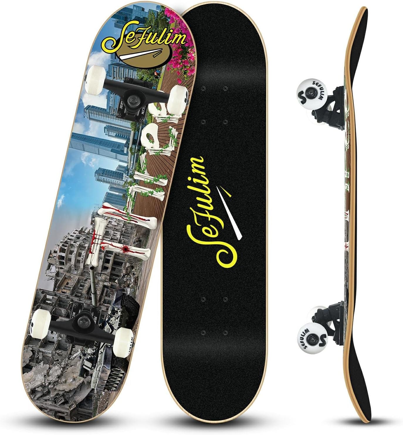 Skateboard Is Suitable for Beginners Adults Teens Boys and Children 31 Inch Professional Complete Skateboard, 7-Layer Canadian Maple Double-Kick Concave Trick Skateboard…