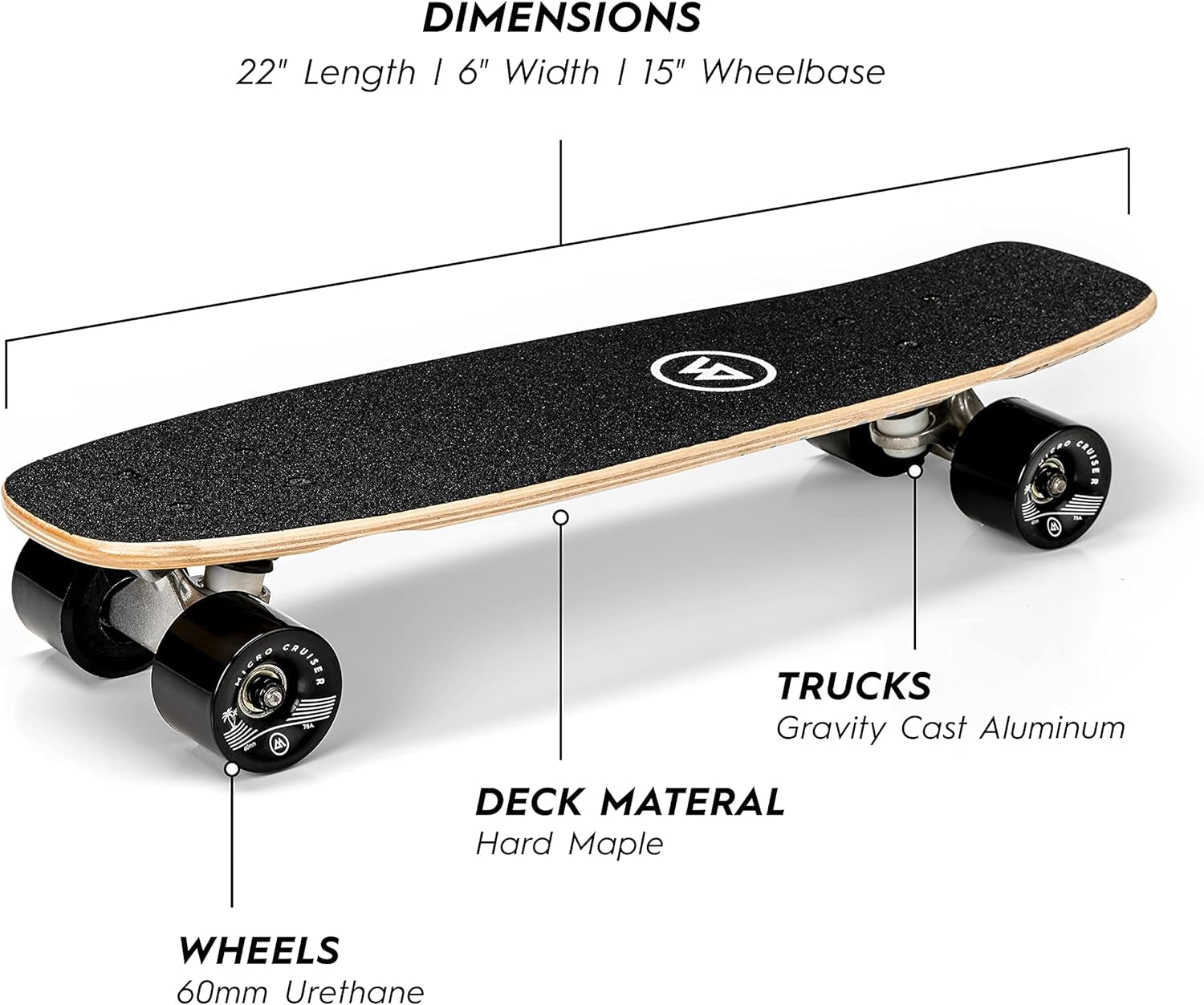 Complete Skateboard | 22" X 6" | 7-Layer Canadian Maple Deck | Kids Skateboard Cruiser Skateboard | Skateboard for Beginners, Teens & Adults