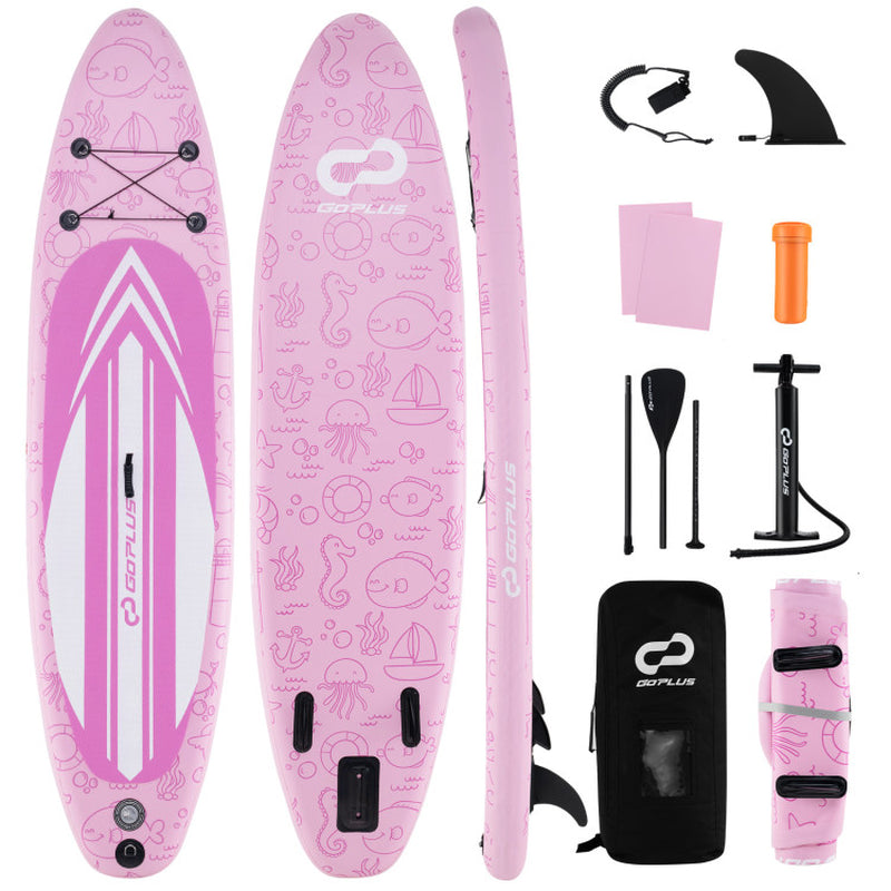 GoPlus Inflatable SUP Kit: Stand-Up Paddle Board with 3 Fins, Backpack, and Accessories