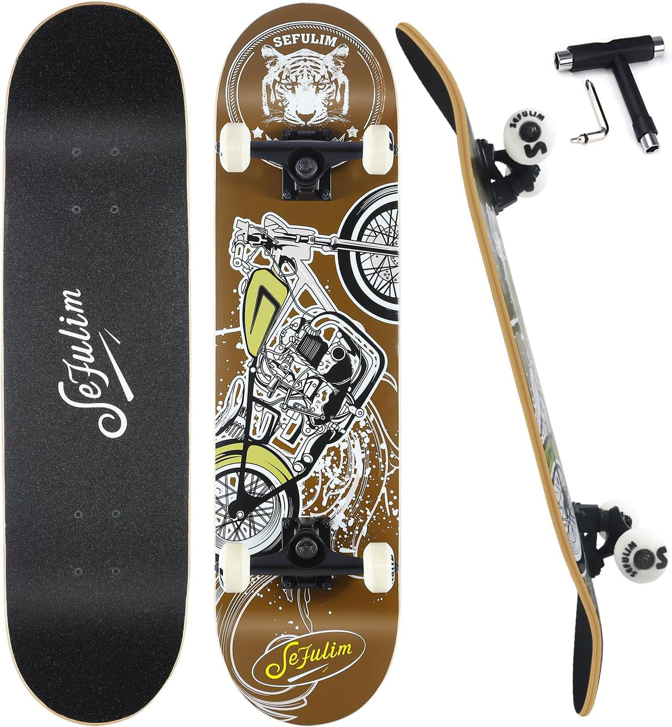 Skateboard Is Suitable for Beginners Adults Teens Boys and Children 31 Inch Professional Complete Skateboard, 7-Layer Canadian Maple Double-Kick Concave Trick Skateboard…