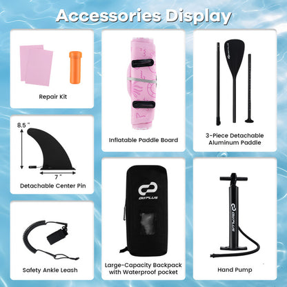 GoPlus Inflatable SUP Kit: Stand-Up Paddle Board with 3 Fins, Backpack, and Accessories