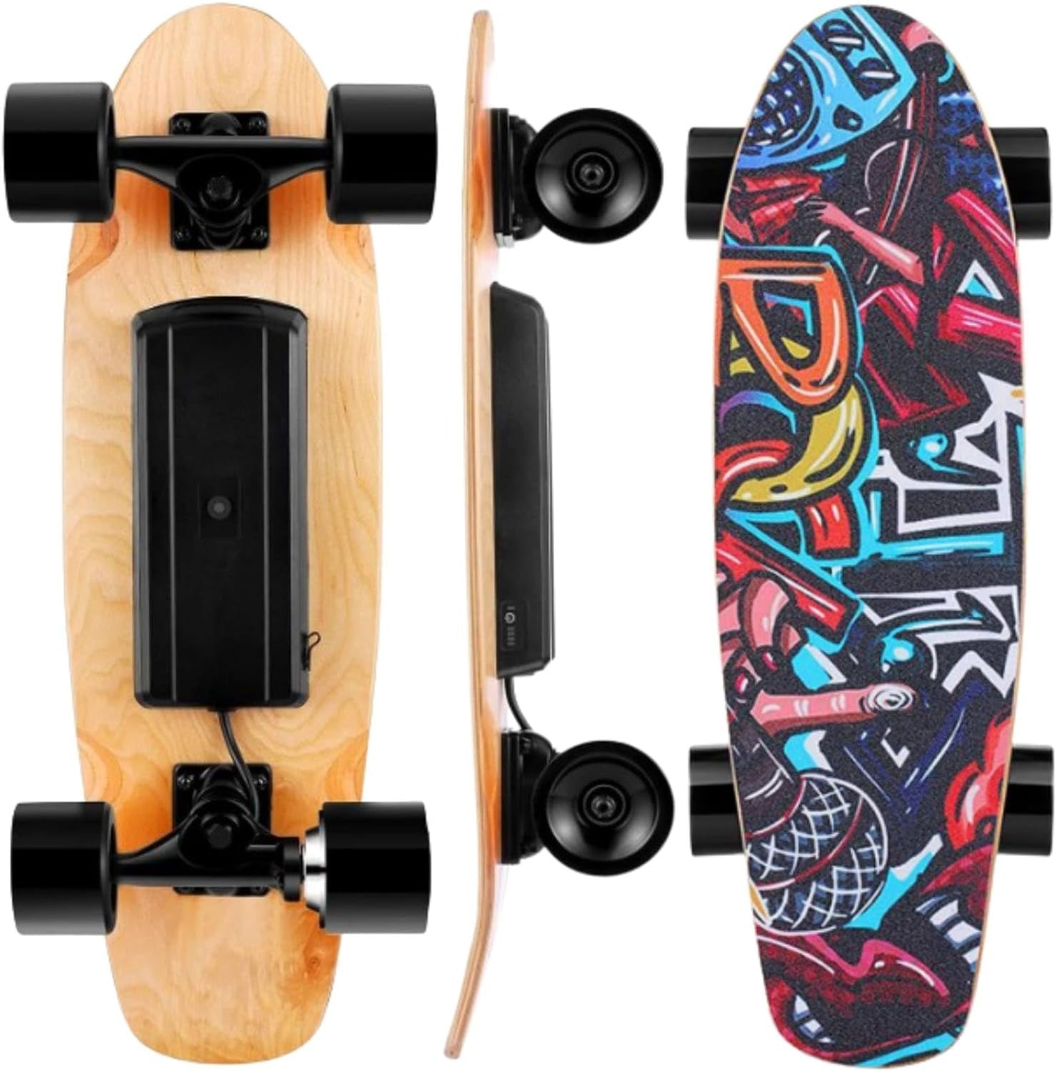 350W Electric Skateboards for Adults Teens, 27.5" 7 Layers Maple Electric Longboard with Remote, 12.4 MPH Top Speed, 8 Miles Max Range, 220Lbs Max Load E Skateboard