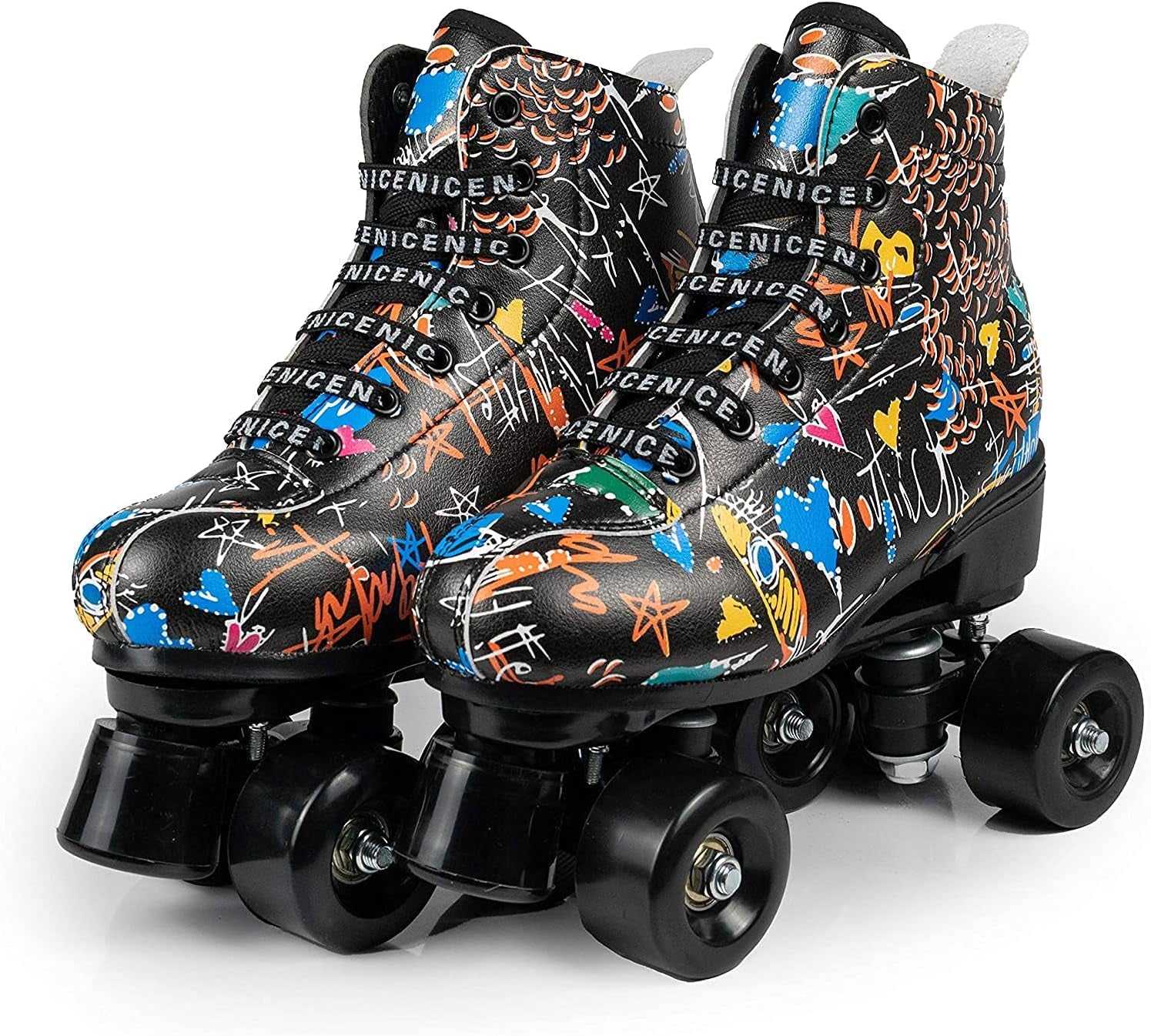 Women'S Classic Roller Skates Premium High-Top Leather Roller Skates for Women Men Double Row Shiny Indoor Outdoor Skates for Unisex Girls with Shoes Bag