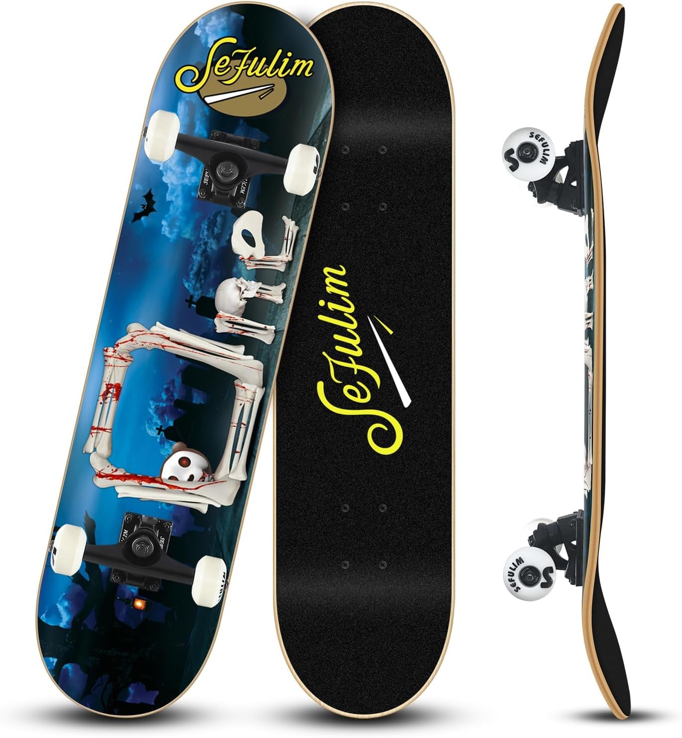 Skateboard Is Suitable for Beginners Adults Teens Boys and Children 31 Inch Professional Complete Skateboard, 7-Layer Canadian Maple Double-Kick Concave Trick Skateboard…