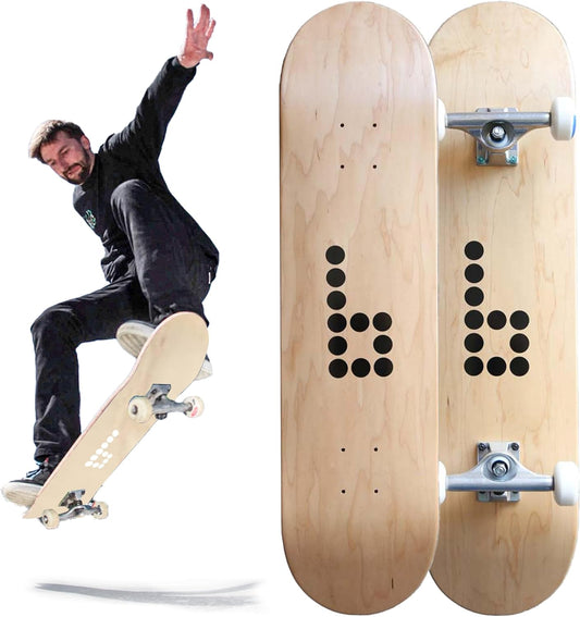 Braille Complete Skateboard for Adults Teens Boys Girls Kids Skateboard Standard Skateboard for Tricks, 31.5” Pro Skate Board