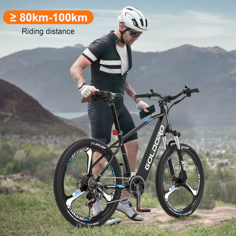 26-In E-Bike with 7-Speeds, Full Suspension, 42-Mile Range, 300 Lbs. Weight Capacity - Brushless Motor, Aluminum Alloy Frame