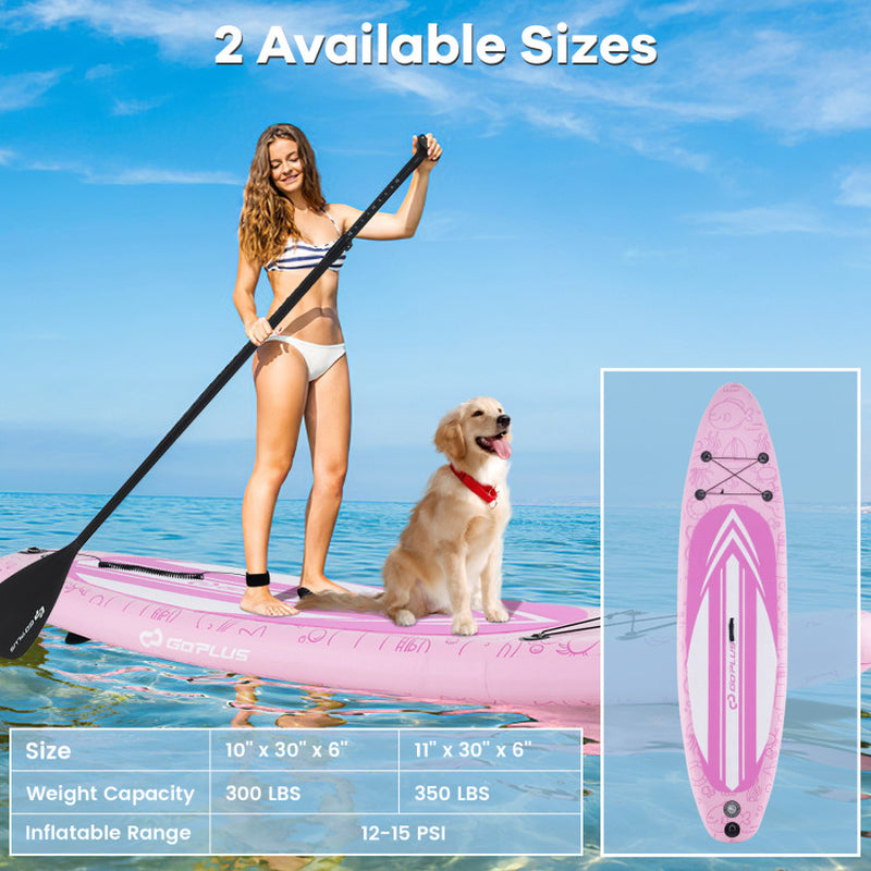 GoPlus Inflatable SUP Kit: Stand-Up Paddle Board with 3 Fins, Backpack, and Accessories