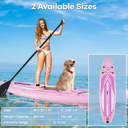 GoPlus Inflatable SUP Kit: Stand-Up Paddle Board with 3 Fins, Backpack, and Accessories