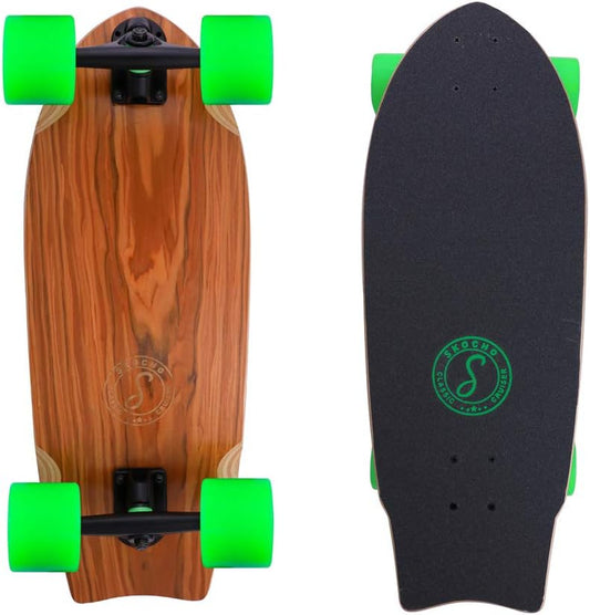 Mini-Short Longboards Cruiser-Complete Skateboards - Wide Skateboard Deck for Commut Tricks Freestyle(Rosewood)