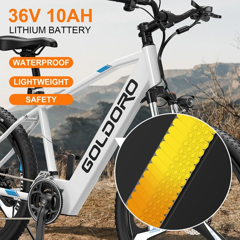 26-In E-Bike with 7-Speeds, Full Suspension, 300 Lbs. Weight Capacity, 43 Mile Range - Brushless Motor, Aluminum Alloy Frame