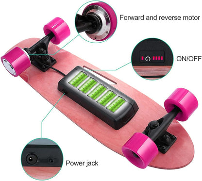 350W Electric Skateboard for Adults Teens, 27.5" 7 Layers Maple Electric Longboard with Remote, 12.4 MPH Top Speed, 8 Miles Max Range, 220Lbs Max Load E Skateboard